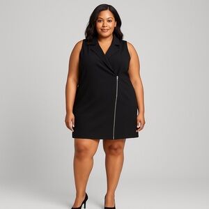 Jay Godfrey x GB‎ Plus Size Wrap Dress Zip Closure Black women 20W